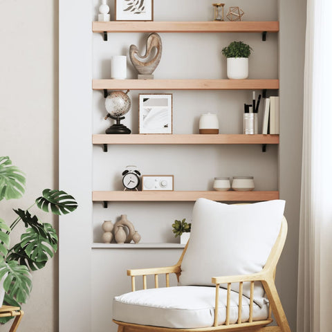 vidaXL Wall Shelf 80x10x6 cm Untreated Solid Wood Oak
