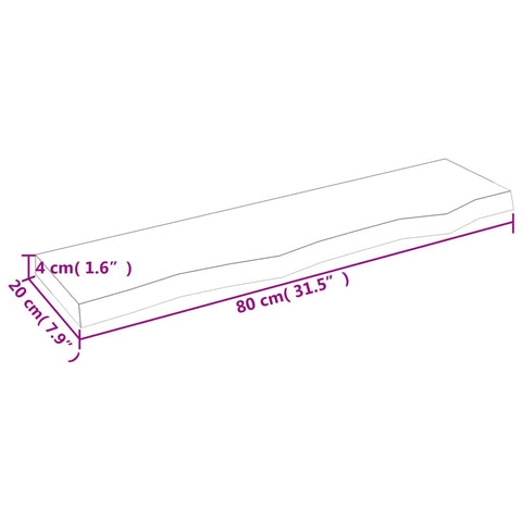 vidaXL Wall Shelf 80x20x4 cm Untreated Solid Wood Oak
