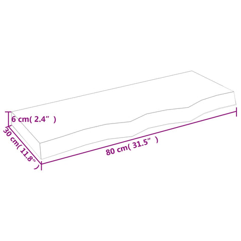 vidaXL Wall Shelf 80x30x(2-6) cm Untreated Solid Wood Oak
