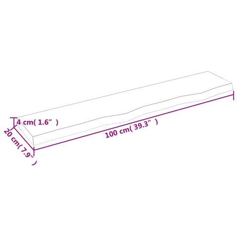 vidaXL Wall Shelf 100x20x4 cm Untreated Solid Wood Oak