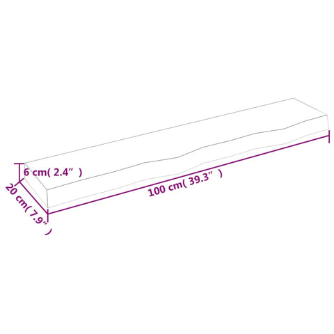 vidaXL Wall Shelf 100x20x6 cm Untreated Solid Wood Oak