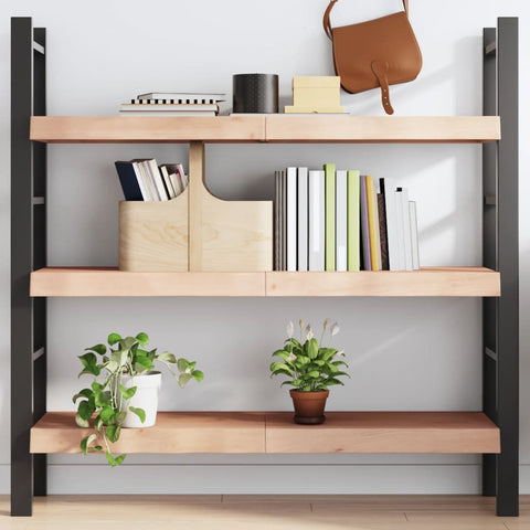 vidaXL Wall Shelf 120x30x(2-6) cm Untreated Solid Wood Oak