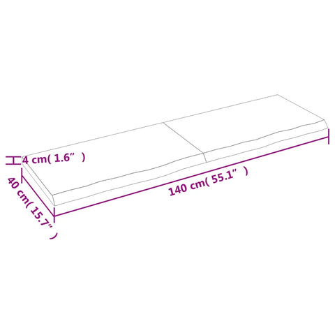vidaXL Wall Shelf 140x40x(2-4) cm Untreated Solid Wood Oak