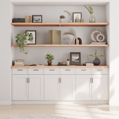 vidaXL Wall Shelf 220x60x(2-4) cm Untreated Solid Wood Oak