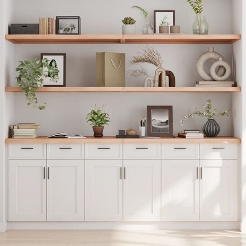 vidaXL Wall Shelf 220x60x(2-4) cm Untreated Solid Wood Oak