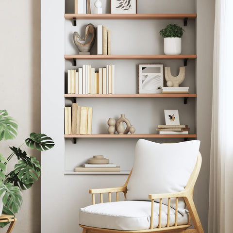 vidaXL Wall Shelf Light Brown 100x20x2 cm Treated Solid Wood Oak