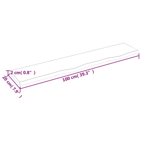 vidaXL Wall Shelf Light Brown 100x20x2 cm Treated Solid Wood Oak
