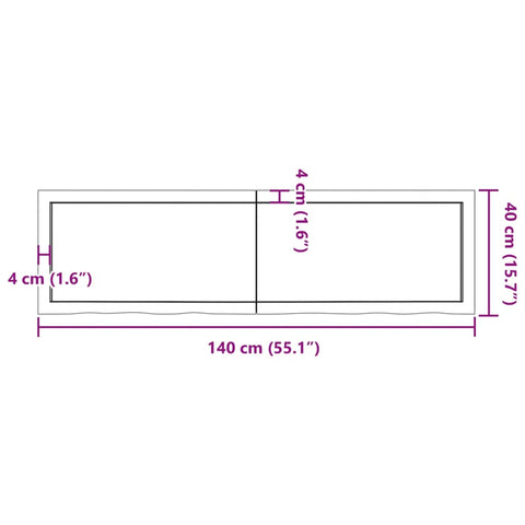 vidaXL Wall Shelf Light Brown 140x40x(2-6) cm Treated Solid Wood Oak