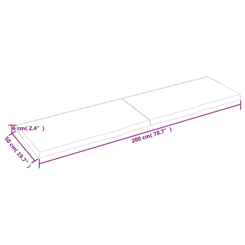 vidaXL Wall Shelf Light Brown 200x50x(2-6) cm Treated Solid Wood Oak
