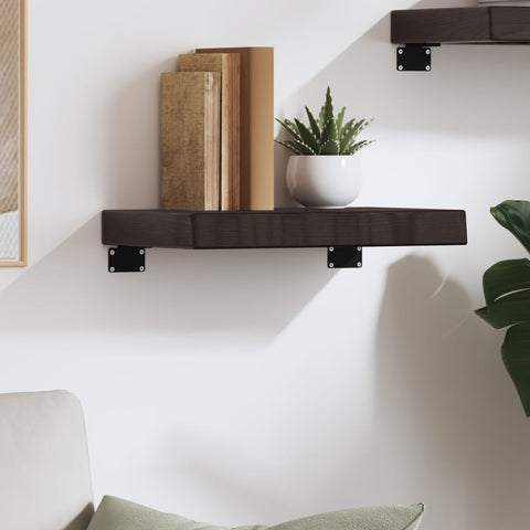 vidaXL Wall Shelf Dark Brown 40x30x(2-6) cm Treated Solid Wood Oak
