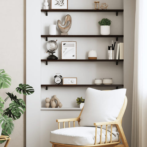 vidaXL Wall Shelf Dark Brown 100x10x2 cm Treated Solid Wood Oak