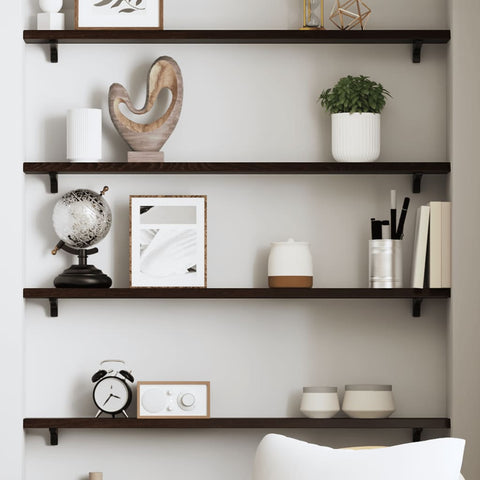 vidaXL Wall Shelf Dark Brown 100x10x2 cm Treated Solid Wood Oak