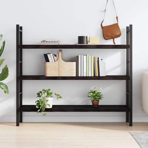 vidaXL Wall Shelf Dark Brown 140x40x(2-4) cm Treated Solid Wood Oak