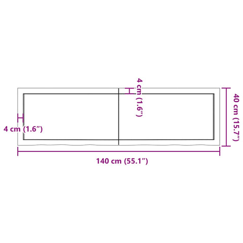 vidaXL Wall Shelf Dark Brown 140x40x(2-4) cm Treated Solid Wood Oak