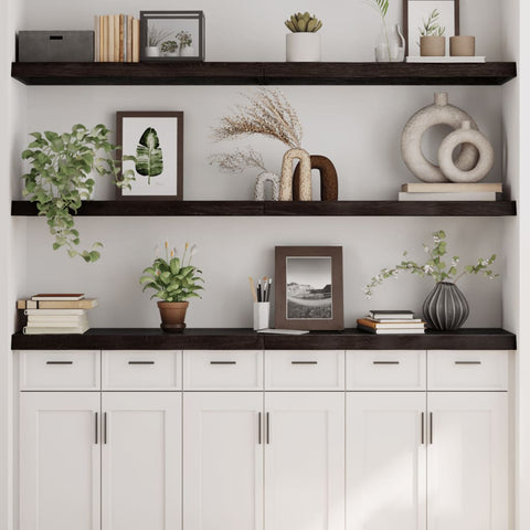 vidaXL Wall Shelf Dark Brown 180x40x(2-6) cm Treated Solid Wood Oak