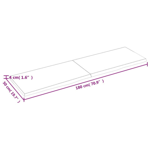 vidaXL Wall Shelf Dark Brown 180x50x(2-4) cm Treated Solid Wood Oak