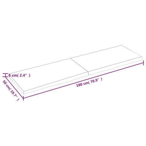 vidaXL Wall Shelf Dark Brown 180x50x(2-6) cm Treated Solid Wood Oak