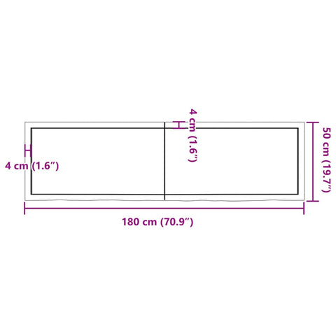 vidaXL Wall Shelf Dark Brown 180x50x(2-6) cm Treated Solid Wood Oak