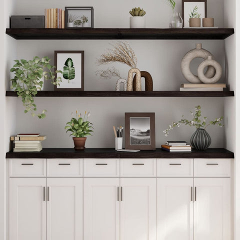 vidaXL Wall Shelf Dark Brown 180x60x(2-4) cm Treated Solid Wood Oak