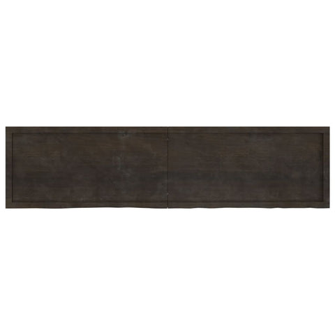 vidaXL Wall Shelf Dark Brown 200x50x(2-4) cm Treated Solid Wood Oak