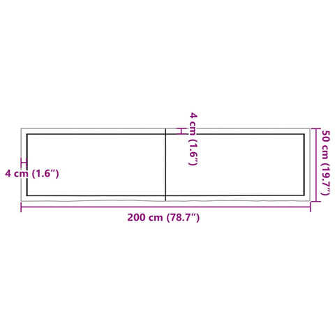 vidaXL Wall Shelf Dark Brown 200x50x(2-4) cm Treated Solid Wood Oak