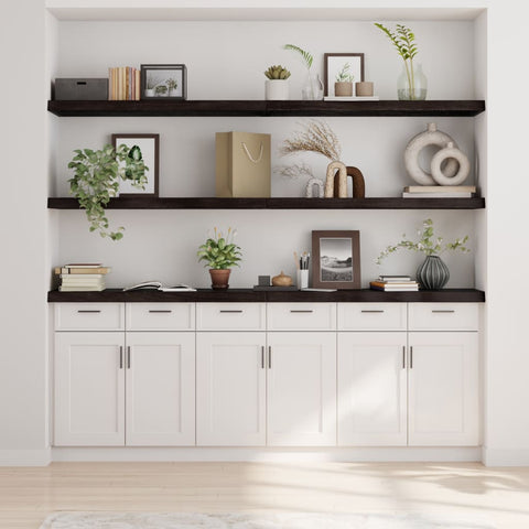vidaXL Wall Shelf Dark Brown 220x40x(2-6) cm Treated Solid Wood Oak