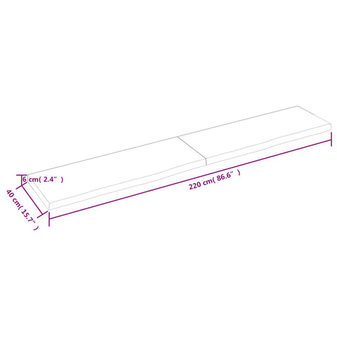 vidaXL Wall Shelf Dark Brown 220x40x(2-6) cm Treated Solid Wood Oak