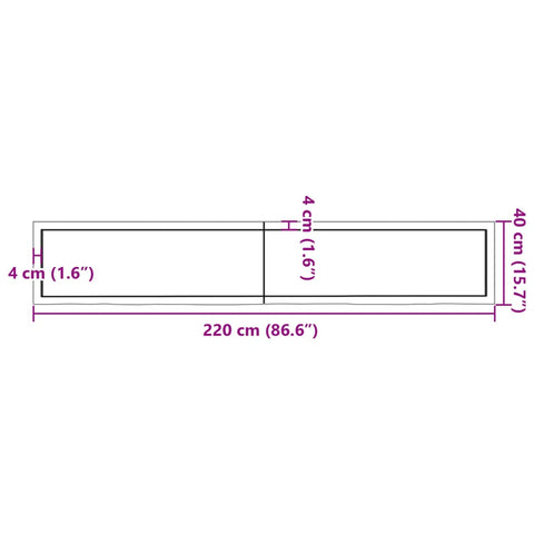 vidaXL Wall Shelf Dark Brown 220x40x(2-6) cm Treated Solid Wood Oak