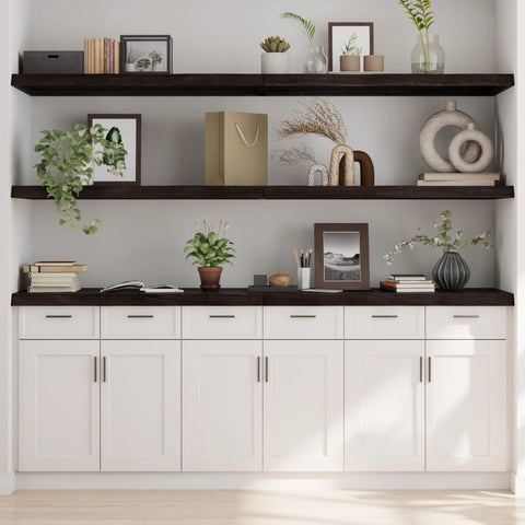 vidaXL Wall Shelf Dark Brown 220x60x(2-6) cm Treated Solid Wood Oak