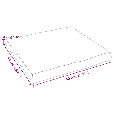vidaXL Table Top 40x40x(2-4) cm Untreated Solid Wood Live Edge