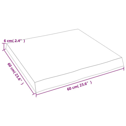 vidaXL Table Top 60x60x(2-6) cm Untreated Solid Wood Live Edge