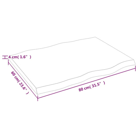 vidaXL Table Top 80x60x(2-4) cm Untreated Solid Wood Live Edge