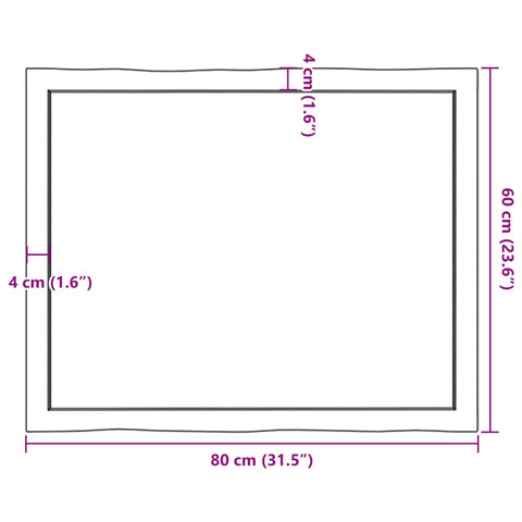 vidaXL Table Top 80x60x(2-6) cm Untreated Solid Wood Live Edge