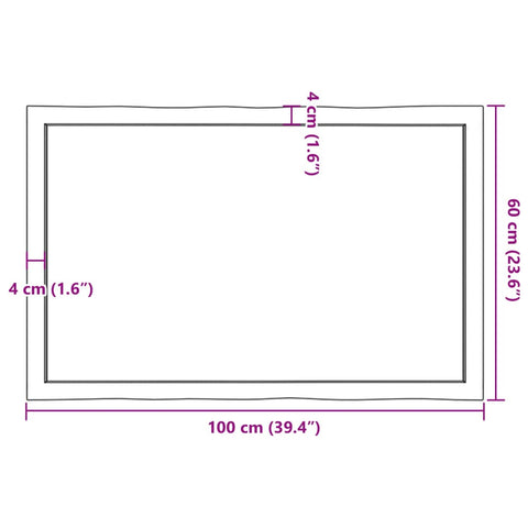 vidaXL Table Top 100x60x(2-4) cm Untreated Solid Wood Live Edge