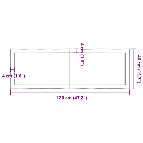 vidaXL Table Top 120x40x(2-4) cm Untreated Solid Wood Live Edge
