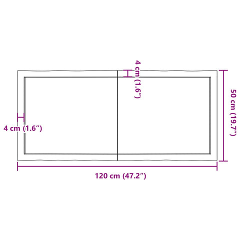 vidaXL Table Top 120x50x(2-6) cm Untreated Solid Wood Live Edge