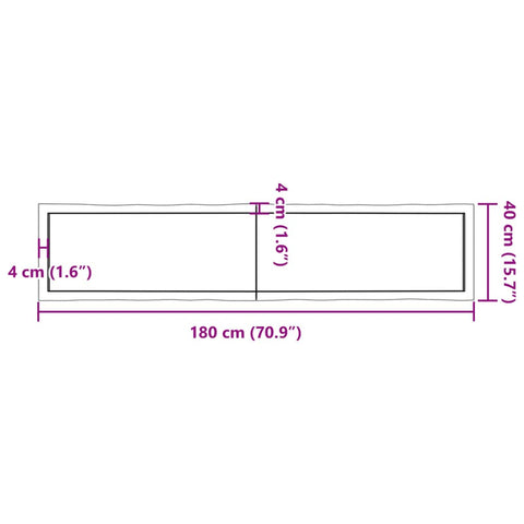 vidaXL Table Top 180x40x(2-6) cm Untreated Solid Wood Live Edge