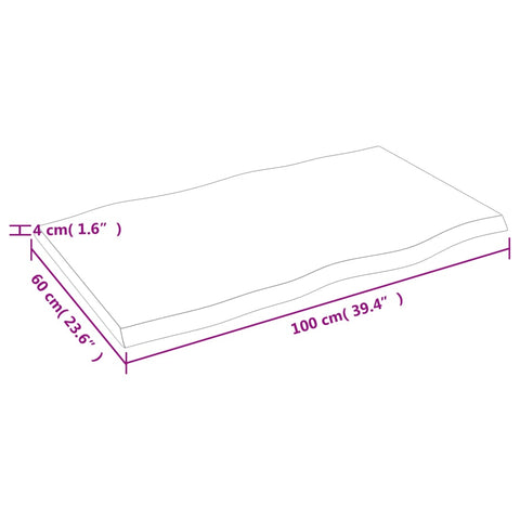 vidaXL Table Top Light Brown 100x60x(2-4)cm Treated Solid Wood Live Edge