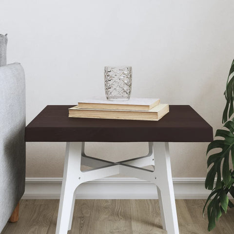 vidaXL Table Top Dark Brown 40x40x(2-4) cm Treated Solid Wood Live Edge