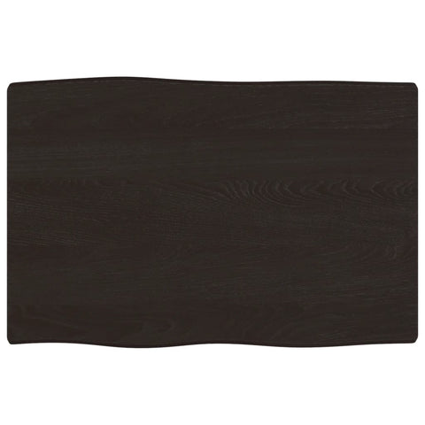 vidaXL Table Top Dark Brown 60x40x2 cm Treated Solid Wood Oak Live Edge