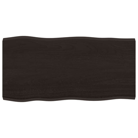 vidaXL Table Top Dark Brown 80x40x2 cm Treated Solid Wood Oak Live Edge