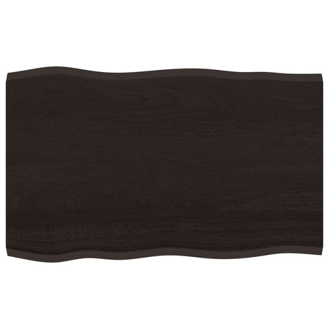 vidaXL Table Top Dark Brown 80x50x2 cm Treated Solid Wood Oak Live Edge