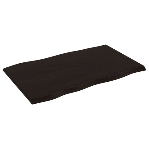 vidaXL Table Top Dark Brown 80x50x2 cm Treated Solid Wood Oak Live Edge