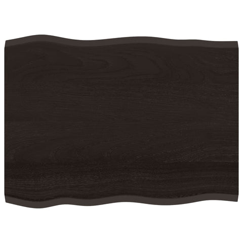 vidaXL Table Top Dark Brown 80x60x2 cm Treated Solid Wood Oak Live Edge