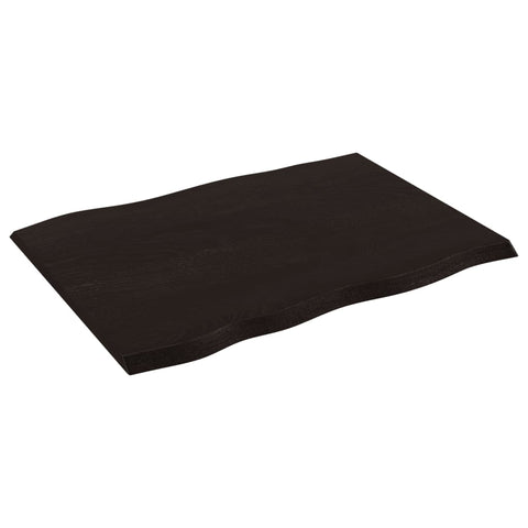 vidaXL Table Top Dark Brown 80x60x2 cm Treated Solid Wood Oak Live Edge