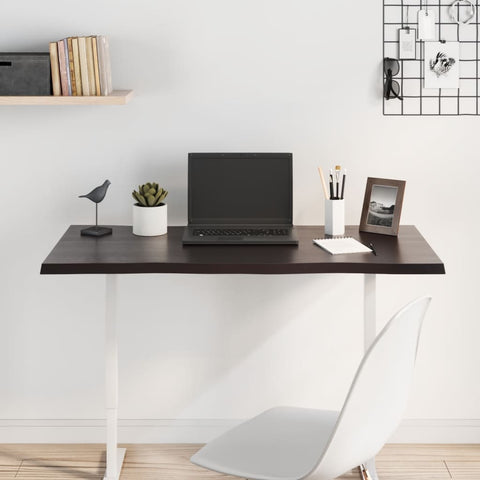 vidaXL Table Top Dark Brown 100x40x2 cm Treated Solid Wood Oak Live Edge