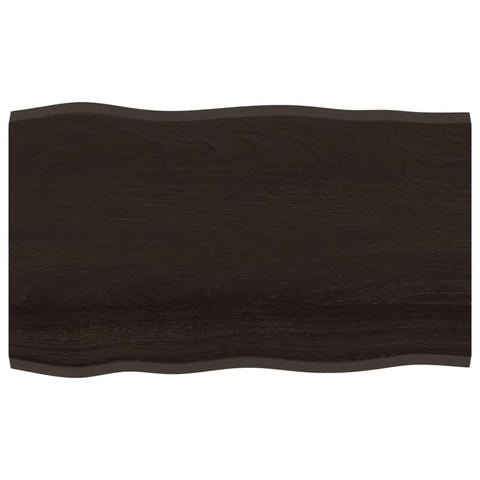 vidaXL Table Top Dark Brown 100x60x2 cm Treated Solid Wood Oak Live Edge