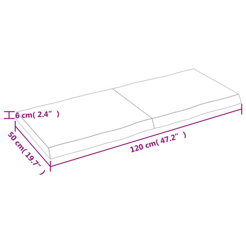 vidaXL Table Top Dark Brown 120x50x(2-6) cm Treated Solid Wood Live Edge