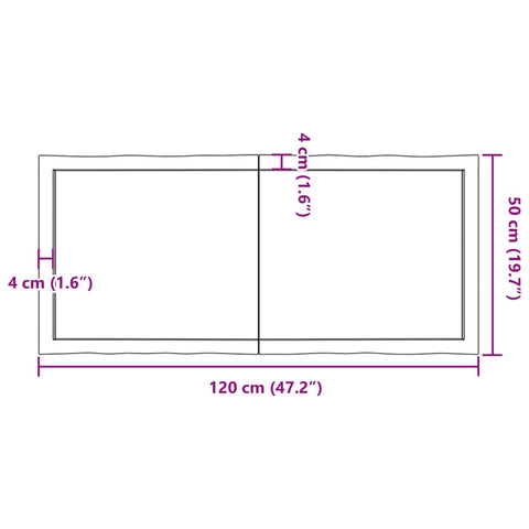 vidaXL Table Top Dark Brown 120x50x(2-6) cm Treated Solid Wood Live Edge
