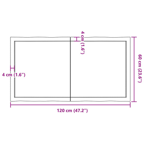 vidaXL Table Top Dark Brown 120x60x(2-4) cm Treated Solid Wood Live Edge
